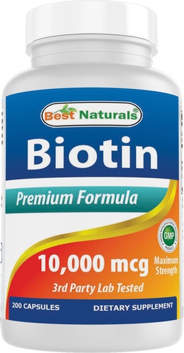 [BRSWI2Y2A57BWAYZ] Best Naturals Maximum Potency Biotin 10,000 Mcg for Healthier and Longer Hair Growth Support Formula, 200 Count