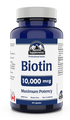 [BRSW2EL3CUFQ2YDU] Summit Supplements - Biotin 10,000 mcg, 90 Capsules - Maximum Potency - Promotes Healthy Hair, Skin and Nails - Helps to Maintain and Support the Body's Ability to Metabolize Nutrients