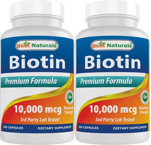 [BRSREHTROQFAKCDF] Best Naturals Biotin 10,000 mcg 200 Capsules (Pack of 2)