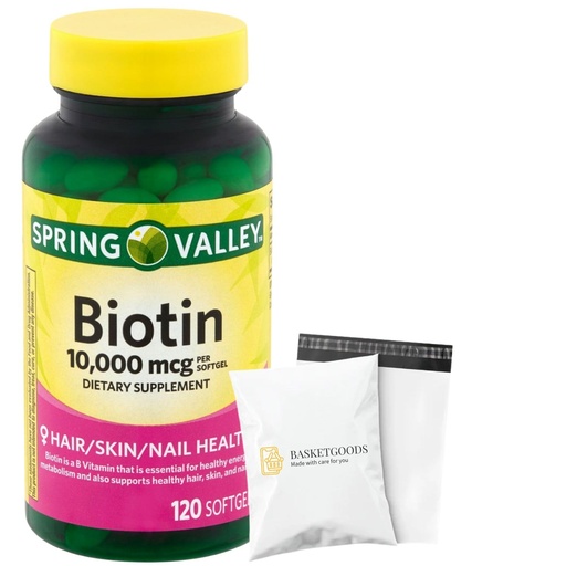 [BRSREZQTOUHAEYL7] Spring Valley Biotin 10,000 mcg, 120 Count, SoftGels, Biotin for Hair, Skin, Nail Health, Set with Basket Goods Store