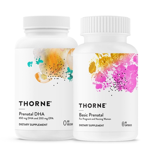 [BRSROFIEBMPQEE3U] THORNE - Comprehensive Prenatal Bundle: Women's Basic Prenatal Multi & DHA - Baby’s Brain, Health Support - 30 Servings