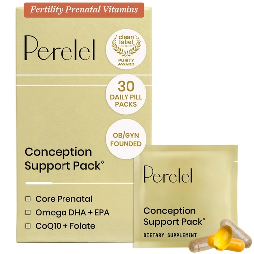 [BRSROAQCCAJR4HTA] Perelel Conception Support Pack, Prenatal Multivitamin with DHA Omega 3, COQ10 & Folate, Supports Fertility Wellness for Women, Soy & Gluten Free, Non GMO, 30 Daily Pill Packs