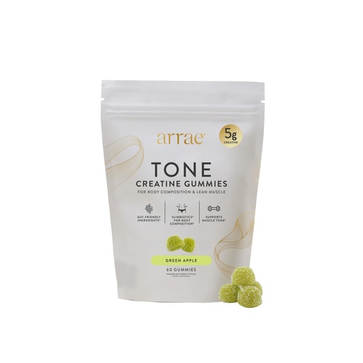 [BRSRECT7OQNGEET3] Arrae Tone Gummies – Creatine Monohydrate 5g for Women – Support Lean Muscle, Strength & Recovery – Hormone-Friendly Muscle Toning Supplement – Sour Green Apple Flavor – 60 Count