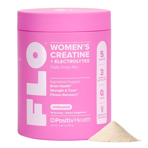 [BRSRGAACAAMBO2DG] O Positiv FLO Women’s Creatine + Electrolytes Drink Mix – Daily Support for Women’s Strength & Tone, Fitness Recovery, and Brain Health – with Creatine Monohydrate and Electrolytes – 30 Servings