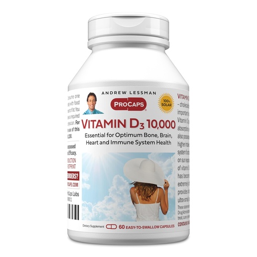 [BRSRA2QRAB7WK3DL] ANDREW LESSMAN Vitamin D3 10,000 IU 60 Capsules - High Potency, Essential for Calcium Absorption, Supports Bone Health, Healthy Muscle Function, Immune System, More. Small Easy to Swallow Capsules