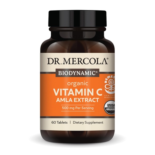 [BRSREYYTBYOR6YD2] Dr. Mercola Biodynamic Organic Vitamin C Amla Extract, 30 Servings (60 Tablets), 500 mg Vitamin C, Dietary Supplement, Supports Healthy Immune Function, Non-GMO