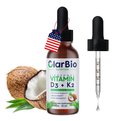 [BRSREEL5O4HBGAY2] Liposomal Vitamin D3 K2 (MK-7) Liquid Drops with MCT and Olive Oil | Vitamin D3 5000iu | Bone & Heart Health | Immune & Joint Support Supplement | Maximum Absorption| Made in USA