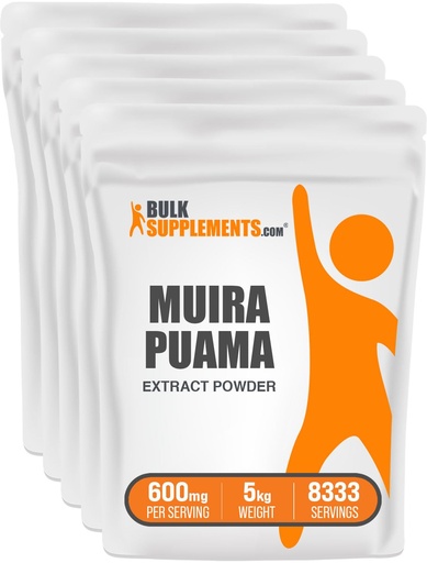 [BRSWKHD2OMPRK2AZ] BulkSupplements.com Muira Puama Extract Powder - Muira Puama Supplement, from Muira Puama Bark - Herbal Supplement, Gluten Free, 600mg per Serving, 5kg (11 lbs) (Pack of 5)