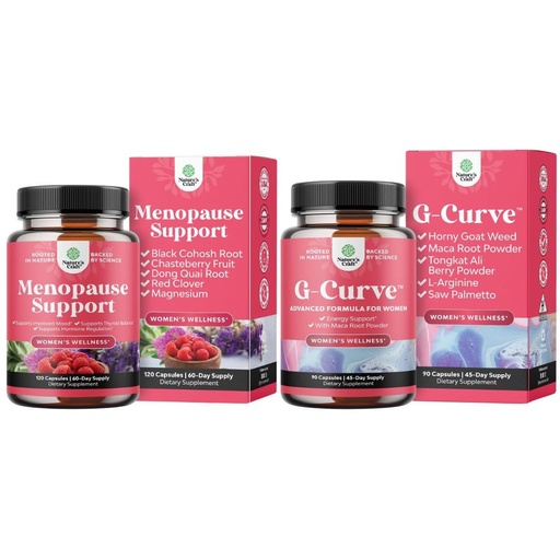 [BRSREAAPCF6AYDLX] Bundle of Complete Herbal Menopause Supplement - Female Hormone Balance for Night Sweats Hot Flashes Mood Swings and G-Curve Butt and Breast Growth Capsules - Horny Goat Weed, Muira Puama & Maca Root