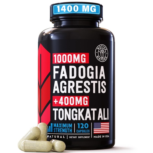 [BRSROHQZBAGRQCAY] Fadogia Agrestis and Tongkat Ali Supplement 1400mg w/ 200:1 Tongkat Ali Extract for Men (longjack) Supports Muscle Growth, Athletic Performance, Strength & Drive. 120 Caps- NON GMO - Made in USA
