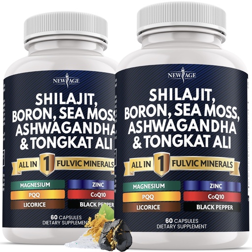 [BRSRGGD6AR6AM2TZ] Shilajit Supplement with Sea Moss, Ashwagandha, Tongkat Ali, Boron, Magnesium - Fulvic Acid Capsules - 120 Count