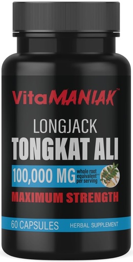 [BRSRAHAYBANB62Y6] Longjack Tongkat Ali Capsules for Men, Root Extract & Turkesterone, Herbal Supplement for Men's Health & Muscle Growth, Dietary, High Potency 100:1 Extract 1000mg Per Serving, 60 Capsules