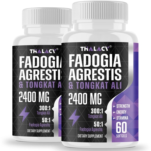 [BRSRMADQDIBBMA3L] 2400mg Fadogia Agrestis Tongkat Ali Supplement - Fadogia Agrestis 1400mg & Tongkat Ali 1000mg Ultra Blend, Maximum Strength, Muscle Mass & Athletic Performance, 120 Softgels