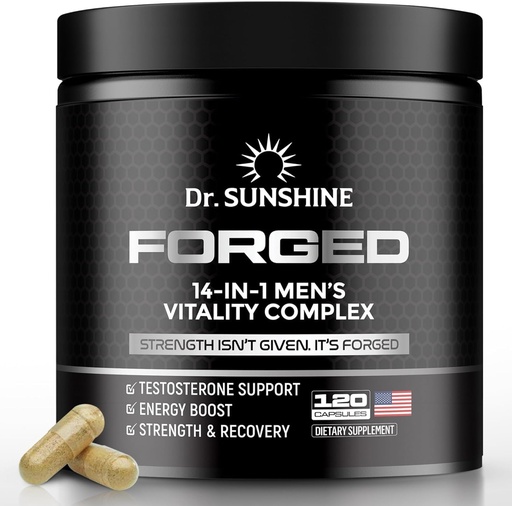 [BRSREGANOQMR4AY4] DR. SUNSHINE Forged Testosterone Supplement for Men –14 in 1 Natural Male Strength with Shilajit, Ashwagandha,Tongkat Ali-Muscle Builder Testosterone Booster for Mens-2 Month (120 Capsules)