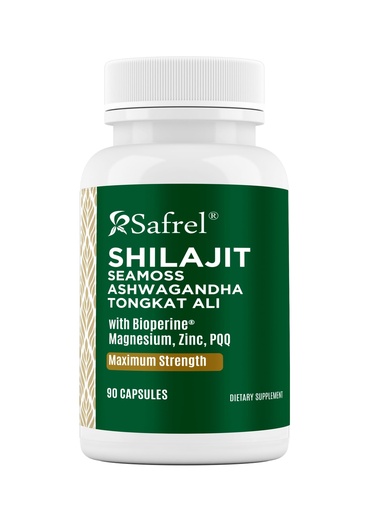 [BRSRG2QTPJ7AG3LB] Safrel Shilajit Complex with Sea Moss, Ashwagandha, Tongkat Ali, Maximum Strength Dietary Supplement, 90 Capsules, with Magnesium, Zinc, PQQ