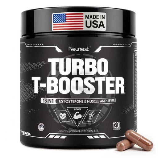 [BRSREH3ROR6QG3LB] Turbo Testosterone Booster for Men, 13-in-1 Testosterone Supplement for Energy, Stamina & Muscle Complex with Tongkat Ali, KSM-66 Ashwagandha, Maca, Male Enhancing Supplement 120 Capsules