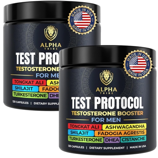 [BRSREZT4CACREGT4] Alpha Tribe Test Protocol - Elite Natural Testosterone for Men | Testosterone Supplement for Men with Ashwagandha & Tongkat Ali (120 Count Pack of 2)