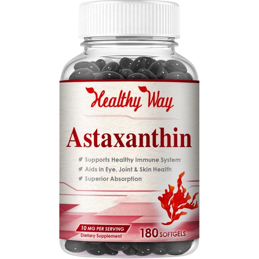 [BRSW2BIHBAIW2H3B] Easy Absorption Astaxanthin Supplement - 10mg Astaxanthin from Haematococcus Pluvialis Fresh Microalgae for Skin and Eye Health Support - Rich in Antioxidants and Carotenoids (180 Servings)