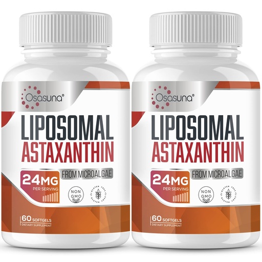 [BRSW2BA6CUJRYALA] Liposomal Astaxanthin Supplement 24MG, Maximum Absorption, Antioxidant Stronger Than VIT C, Non-GMO & Gluten Free - 120 Softgels(4 Months Supply)