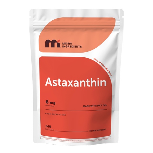 [BRSRGFAKOUJQ2D33] Micro Ingredients Astaxanthin 6mg with MCT Oil, 240 Softgels | Premium Astaxanthin Antioxidant Supplements* | Fresh Microalgae Source | Triple Strength, Non-GMO, Gluten Free, No Soy