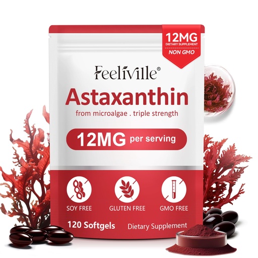 [BRSRGYLRC4HWKCA2] VOFANK Astaxanthin 12mg, Premium Astaxanthin Supplements with Antioxidant Activity, Supports Eye, Joint, Immune, Skin Health, Internal Circulation, Non-GMO & No Gluten 120 Softgels