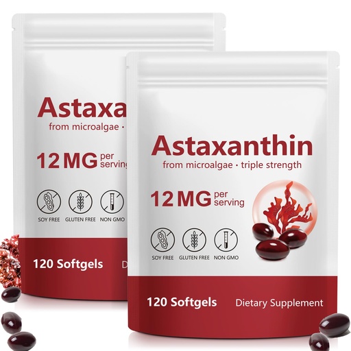 [BRSRGY32B4PRGFIZ] 2 Pack Astaxanthin Supplements 12mg, Premium Astaxanthin Antioxidant Supplements with Antioxidant Activity, Supports Eye, Skin, Immune, Joint, Internal Circulation