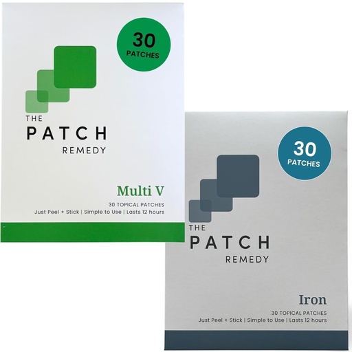 [BRSREFI7CUNB4GTH] The Patch Remedy Multi-V & Iron Patches Kit (60 Patches) - Vitamins, Minerals, Iron Bisglycinate, Astaxanthin, B-Complex, D3, Zinc, Magnesium, Liposomal C