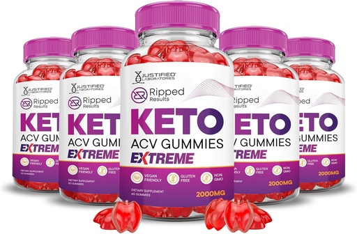 [BRSRAZYLCJYAKYLX] Justified Laboratories (5Pack Ripped Results Keto ACV Gummies Extreme 2000MG Ripped Results Keto Gummies Apple Cider Vinegar Formulated with Pomegranate Beet Juice Powder B12 Vegan Non GMO 300 Gummys