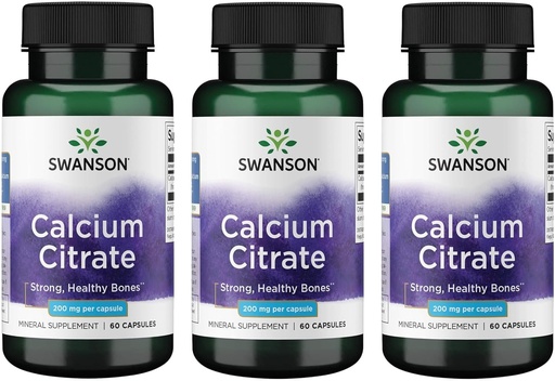 [BRSWGFD3CAGQ4C37] Swanson Calcium Citrate 200 mg 60 Caps (3 Pack)