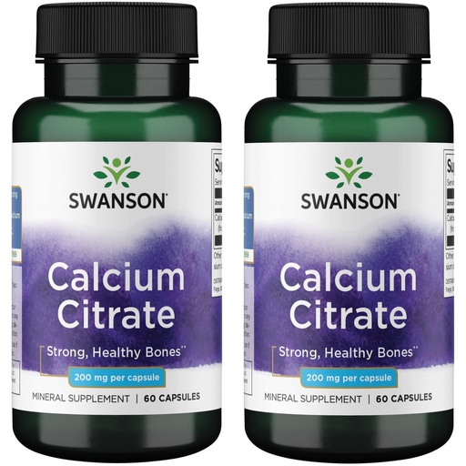 [BRSWGFD3BZYRMGYZ] Swanson Calcium Citrate 200 mg 60 Caps (2 Pack)