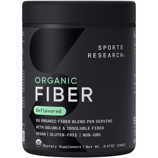 [BRSRGAY7BEBB43TG] Sports Research® Organic Fiber Unflavored – Organic Fiber Powder - Daily Psyllium Husk and Prebiotic Agave Inulin, Helps Maintain Regularity* with Soluble & Insoluble Fiber - Easy to Mix, 30 Servings
