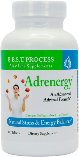 [BRSWYEIQPMBGCALG] Adrenergy (12 Pack) Best Process Alkaline — Natural Adrenal Support with Adrenal Gland Extract, Adaptogens, Vitamins & Minerals
