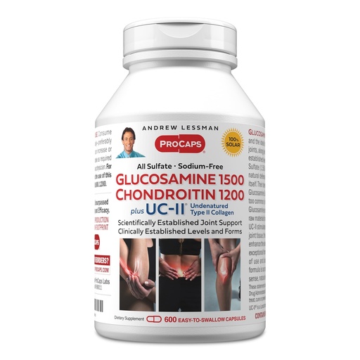 [BRSROY37OIFGYALA] Andrew Lessman Glucosamine Chondroitin + UC-II – 600 Capsules – 100% Sulfate Form, Research Established Ingredients and Levels for Support of Healthy Joint Tissue. Small Easy to Swallow Capsules