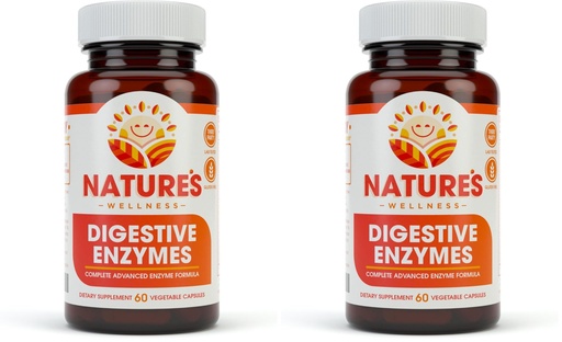 [BRSREAL4OUIRE3Q3] Digestive Enzymes Complete - Advanced Multi Enzyme Supplement for Better Digestion & Absorption. Help Gas Relief, Discomfort, Bloating, IBS, Gluten & Lactose Intolerance (Pack of 2)