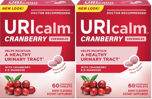 [BRSRGGQKDF6BQAI4] Uricalm Cranberry,Daily Dietary Supplement Chewable with D-Mannose,Berry,60 Count (Pack of 2)