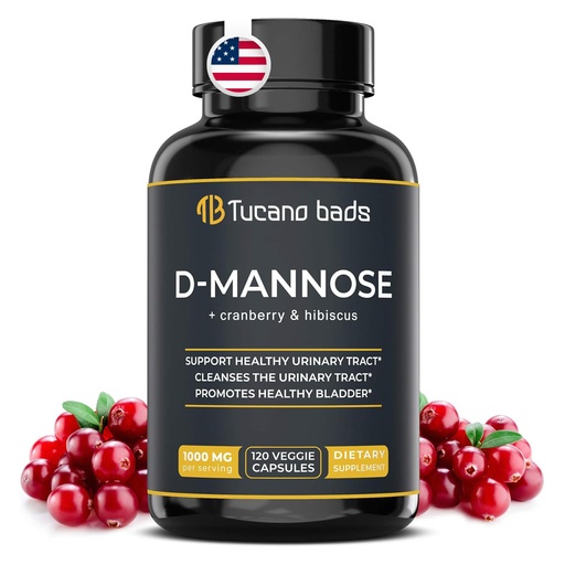 [BRSREZYLCB7BUFDJ] Urinary Tract Infection Treatments D Mannose 1000mg Capsules - Potent D-Mannose & Cranberry Pills with Hibiscus Extract - Healthy Bladder Control, Strength Urinary Tract Support (120 Capsules)