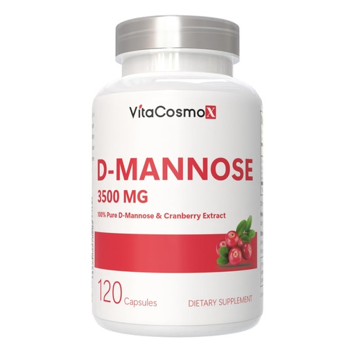 [BRSREHYZCN5QI2D6] D-Mannose with Cranberry Extract, Vegan Capsules 120 Count 3500 mg Blend, 100% Vegetarian, Non-GMO & Gluten Free