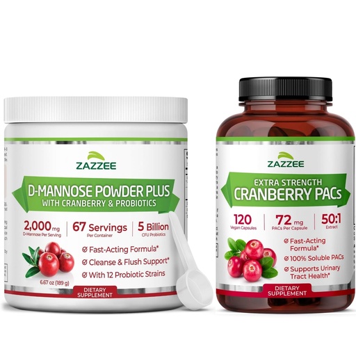 [BRSRECAFBZ5GMCA4] Urinary Tract Health Cleanse Bundle | Fast Acting Probiotic Cranberry D Mannose Powder plus Super Concentrated Proanthocyanidin Cranberry Extract Capsules for Women | Non-GMO Vegan & ISO Lab Tested