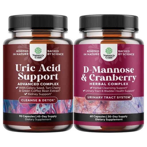 [BRSREHA2OEHGM33G] Bundle of Uric Acid Cleanse & Detox - Green Coffee Beans with Turmeric, Tart Cherry & Celery Seed for Kidney and D Mannose with Cranberry Supplement for Kidney Support & Urinary Tract Health