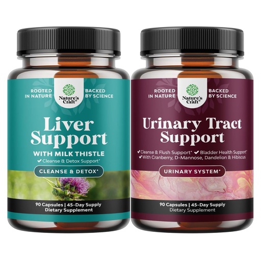[BRSRECA7OZYR43TP] Bundle of Liver Cleanse Detox & Repair - Milk Thistle Dandelion Root Choline Beetroot Artichoke Extract and D Mannose Capsules for Urinary Tract Health - Fast Acting Super Concentrated Cranberry
