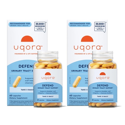 [BRSRE2T4CQAWEFDP] Uqora Defend - Urinary Tract Health Supplement - Support Bladder Health & Cleanse Biofilm with D-Mannose, Green Tea Extract, Turmeric Extract & More - Gluten-Free- 60 Capsules- 2 Pack (60-Day Supply)