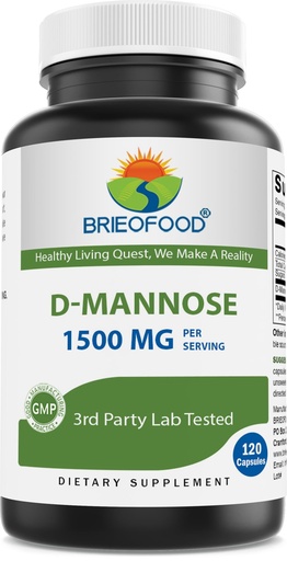 [BRSRGYYZCR7BE33F] Brieofood D-Mannose Capsules - Urinary Tract Health- 1500mg Per Serving - 120 Capsules