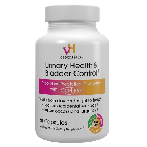 [BRSROBDRCMDQIA3Z] vH Essentials Urinary Health & Bladder Control, Cranberry Extract, Prebiotics and Probiotics, 24-Hour Feminine Health Support, Reduces Occasional Leakage, Supports Vaginal Health, 60 Capsules