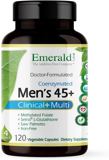[BRSWIZYFCIIRM2LI] EMERALD LABS Men's 45+ Clinical Multi - Multivitamin for Comprehensive Support, Bone & Heart Health* - Designed for Men 45+ - Gluten-Free & Vegetarian - 120 Vegetable Capsules (30-Day Supply)