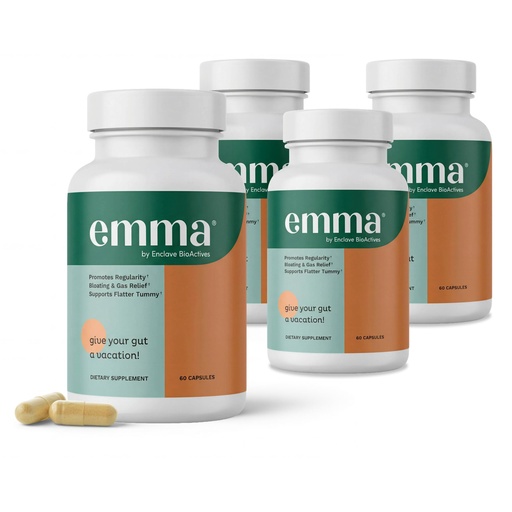 [BRSROEIYPMHQOHTF] Emma Gut Health Relief Supplement, Doctor Endorsed Formula for Women & Men, Leaky Gut & Digestive Support for Constipation, Bloating & Gas Relief with Berberine, Resveratrol, Quercetin, 60 Caps,4-Pack