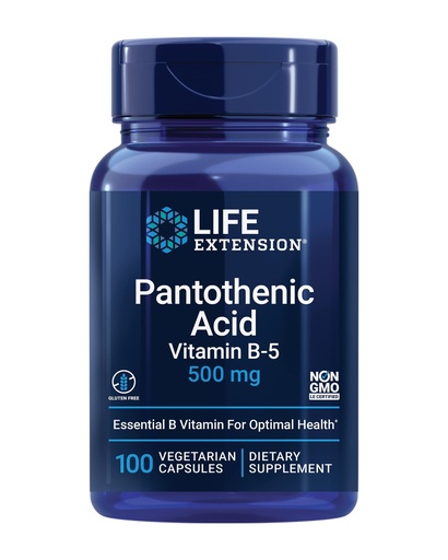 [BRSWECQBCMPGM3TU] Life Extension Pantothenic Acid, 500 mg, Vitamin B5, Calcium, Support Healthy Metabolism, Mitochondrial Energy Production, Gluten-Free, Non-GMO, Vegetarian, 100 Capsules