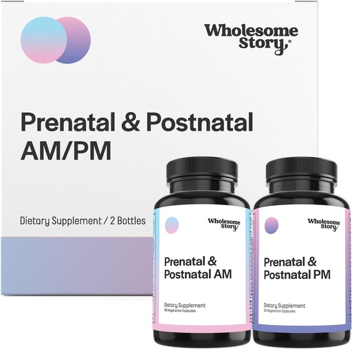 [BRSW2BLROJ5WMGY3] Premium Bioavailable Prenatal eta Postnatal Bitaminak DHA, Folate eta Iron duten emakumeentzat | Haurdunaldirako eta edoskitzeko bitamina esentzialen % 100 | 2 botila optimizatu AM eta PM dosi 30 eguneko hornidura