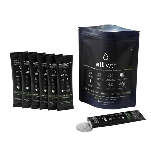 [BRSRGFADOQCG2DYY] Electrolyte Hydration Powder Stick Packets | Cellular Hydration Drink Mix with 8ppm H2 | Absorption & Recovery | Zero Sugar, Zero Caffeine, Zero Calories | Lemon Lime (10 Count)