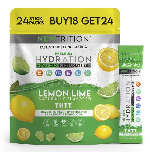 [BRSRAYITA56BUA3V] Hydration Powder, Lemon Lime Pack of 24 Electrolyte Powder Packets, Naturally Flavored Hydrating Packets for Water, Fast Acting Hydrate Electrolytes with Vitamins B & C, Energy & Recovery