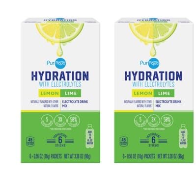 [BRSRGFQOCUIWMA37] 2-Pack Lemon-Lime Hydration with Electrolytes Refreshing & Replenishing Drink Mix 6 Per Box, 12 Count Total (12 Sticks Total, 2 BOXES LEMON-LIME)